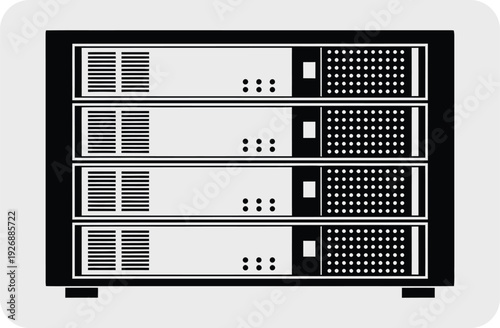 Server rack with four servers