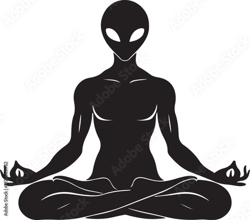 Alien Meditation Lotus Pose Silhouette