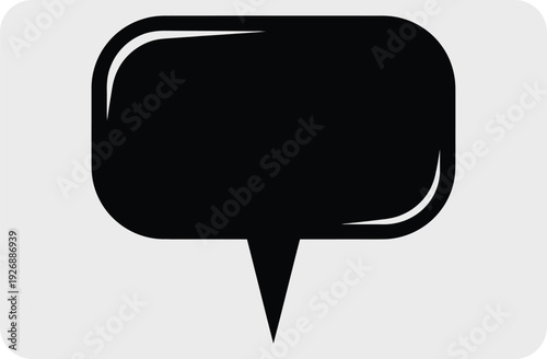 A black speech bubble icon on a gray background