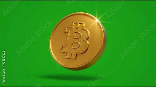 bitcoin icon 3d render gold button