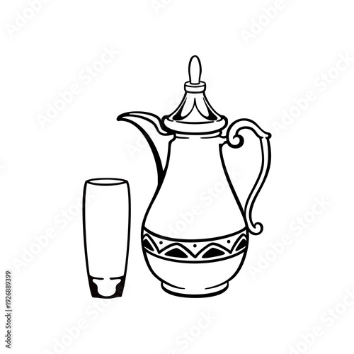 Vector illustration of teapot with arabic model