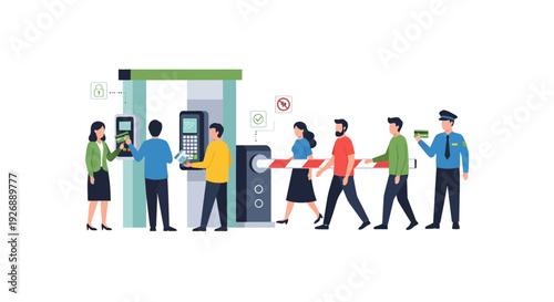 People queuing at an ATM and bank counter.