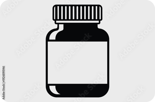 Black and white illustration of a medicine bottle