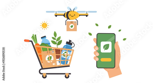 Sustainable Green Logistics: Eco-Friendly Drone Delivery, Online Grocery Shopping, and Mobile App for Organic Products