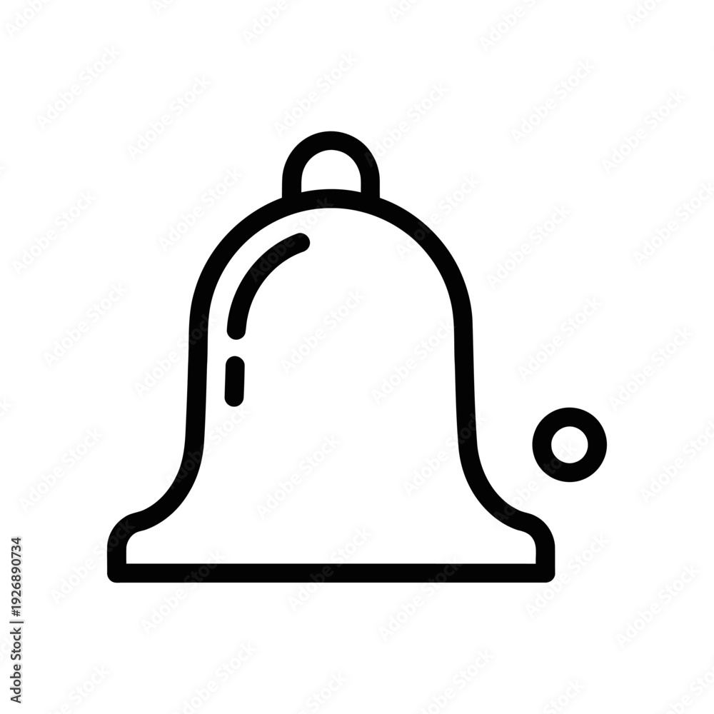 Obraz premium Simple Black Bell Icon on White Background, Notification Symbol