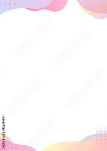 かわいいグラデーションの背景フレーム　ピンク・黄色・紫・水色・オレンジ