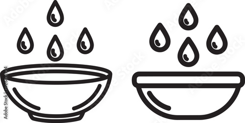 Water drops falling into two bowls