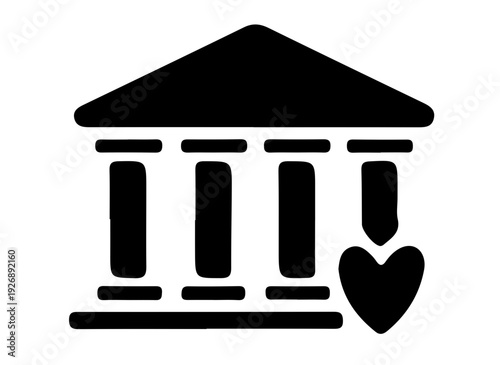 Bank Building Silhouette Vector, Financial Institution Icon Silhouette Illustration