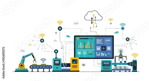 Smart Factory Automation Industry Technology Concept.
