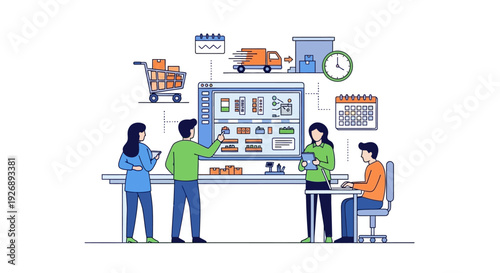 Team collaborating on e-commerce inventory management and logistics.