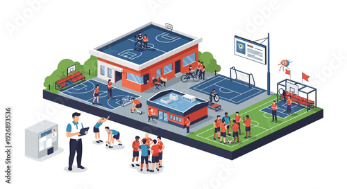 Sports Complex with Outdoor Courts and Fields.