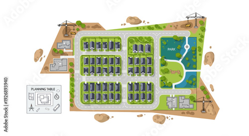 Aerial View of a Modern Housing Development Plan.