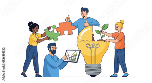 Teamwork and Innovation Building a Bright Idea Together.