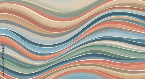 Abstract wavy lines pattern with pastel colors and smooth curves.