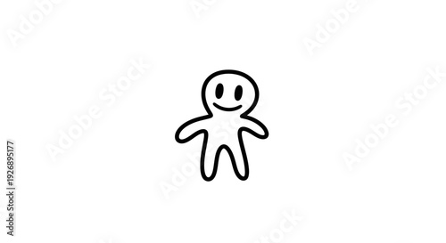 Simple black and white stick figure with a smiley face.