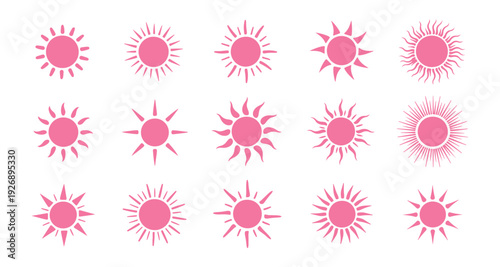 Selection of doodled sun icons over a white background

