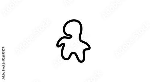 Simple black line drawing of a ghost on white background.