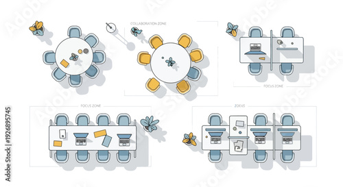 Top View Meeting Room Layouts and Seating Arrangements.