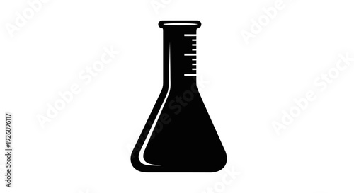 Black erlenmeyer flask icon on white background for science and laboratory concepts