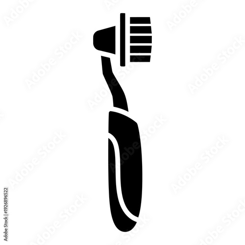 Toothbrush icon for dental hygiene and oral care, black silhouette vector illustration