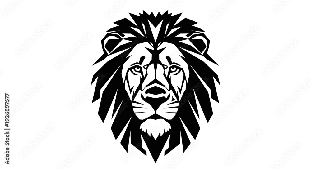 Obraz premium Stylized black and white lion face emblem