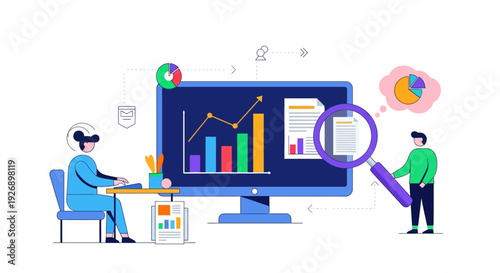 Business analytics and data visualization concept illustration.