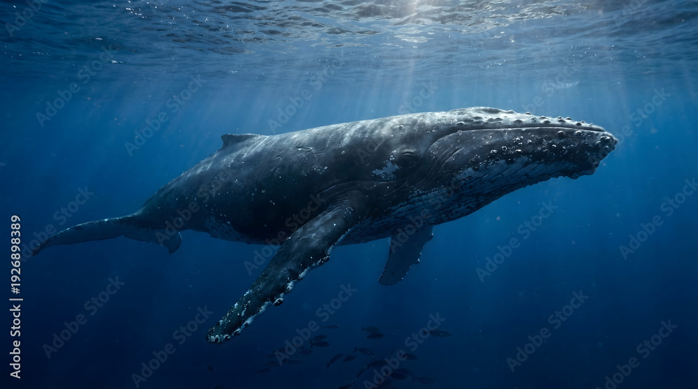 Fototapeta premium Humpback Whale Underwater – Ocean Wildlife Protection Concept