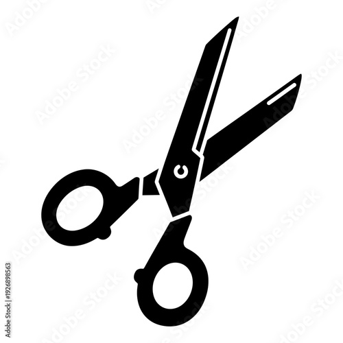 Scissors icon open office and school supply tool black silhouette vector illustration