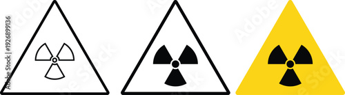 Radiation icon set. Radioactive and nuclear symbols. warning of dangerous radiation.  Radiology icon emblem. ionizing radio in circle