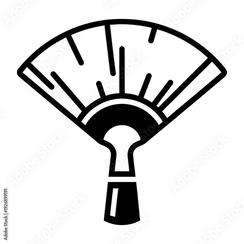 Fan brush icon for art and makeup application black and white vector illustration