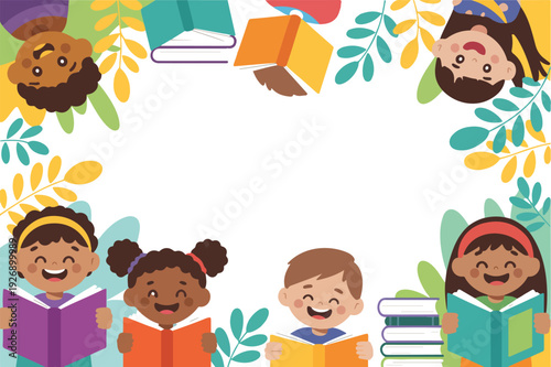  Teenagers Studying  Schoolbook and Learning Vector Artwork