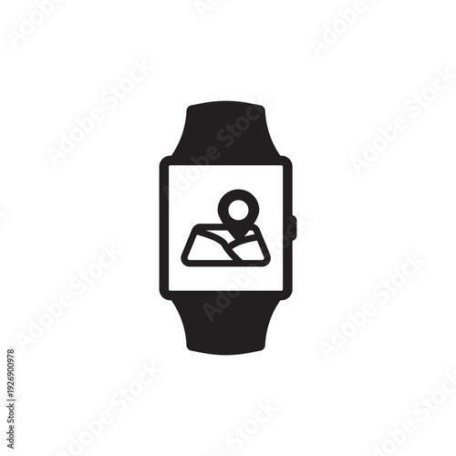 map symbol appearance icon on smart watch devices, wearable devices.