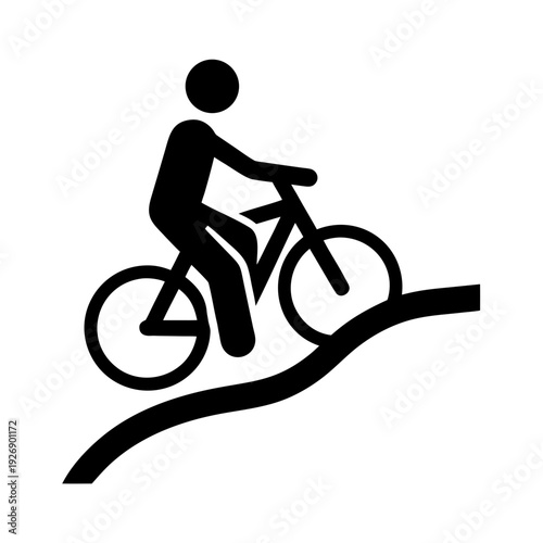 Person riding a bicycle up a steep hill with determination Vector