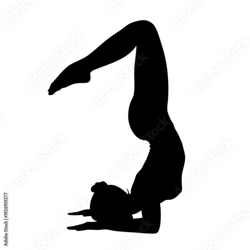 A person in a deep forward bend with a cat at their feet Vector