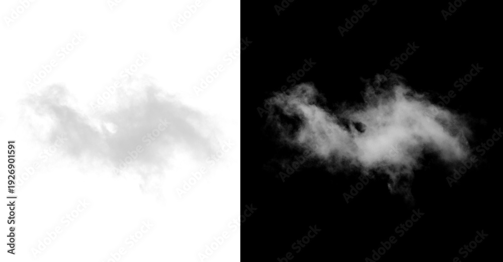 Naklejka premium Smoke cloud isolated on transparent background with black contrast