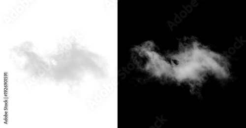 Smoke cloud isolated on transparent background with black contrast