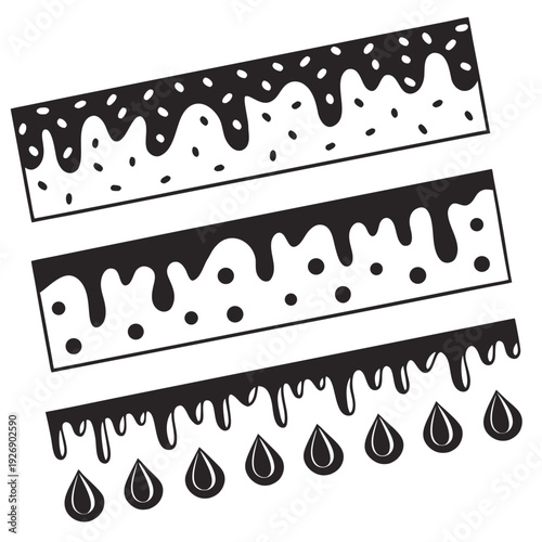 A black and white illustration of dripping paint Vector