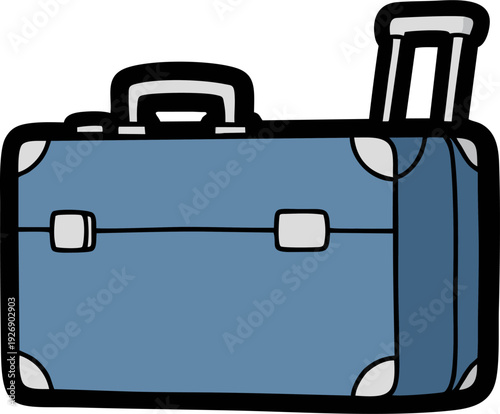 Blue Suitcase with Handle and Wheels Ready for Travel.