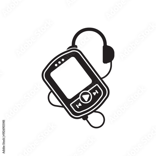 portable music cassette player icon in black flat glyph, filled style isolated