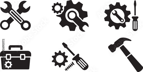 tool symbols mechanical engineering construction repair gear set