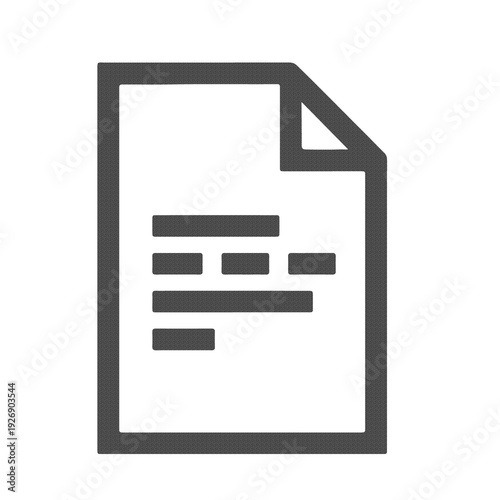 Document File Text Icon in Minimal Flat Gray Style Isolated on Transparent Background