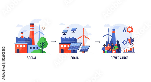 ESG Concept Diagram: Environmental, Social, and Governance Business Transformation for Sustainability