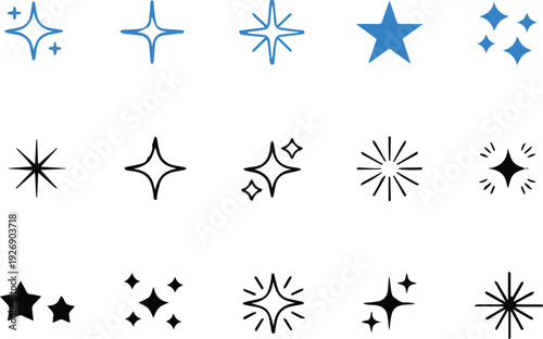 sparkle icon set black star and sparkle vector symbols grid designs