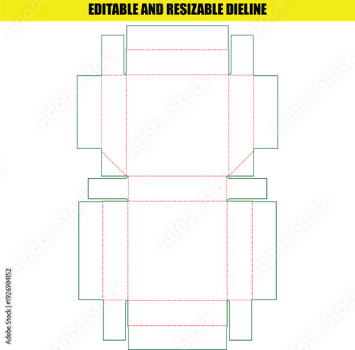 Versatile Standard Dieline Template for Rectangular Tuck End Folding Box Packaging