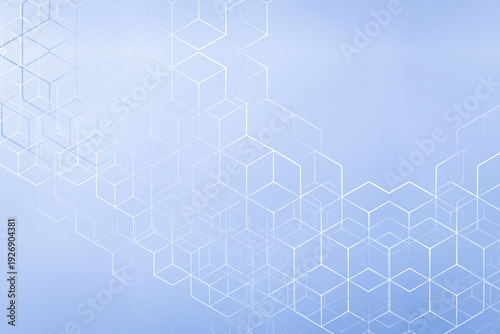 Wallpaper Mural Minimalist light blue background with abstract white geometric hexagon outlines and fading linear grid Torontodigital.ca