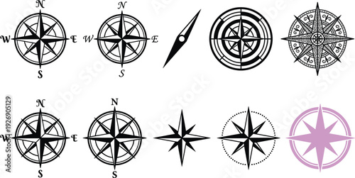 Compass rose illustration, navigation symbol artwork, directional design motif, cartography element, ornate compass artwork, decorative compass rose, modern navigation icon