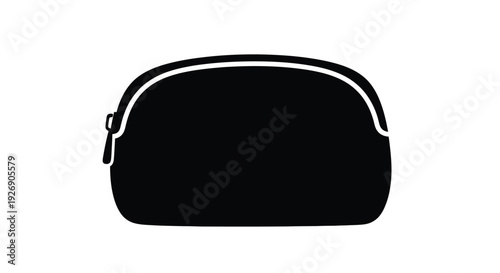 Simple black cosmetic pouch design with a visible zipper silhouette