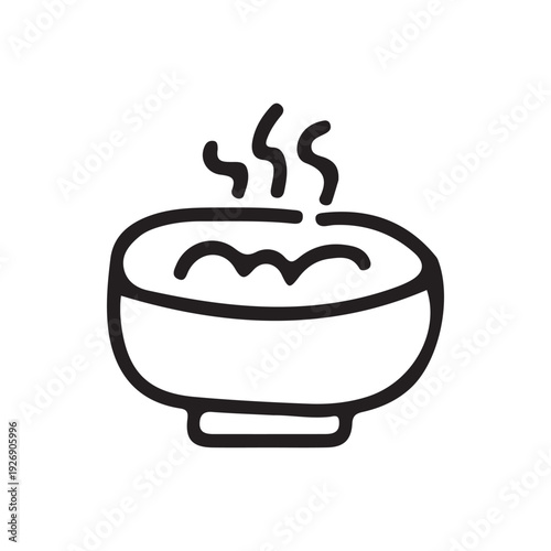 Hot Soup Bowl with Steam Hand Drawn Illustration