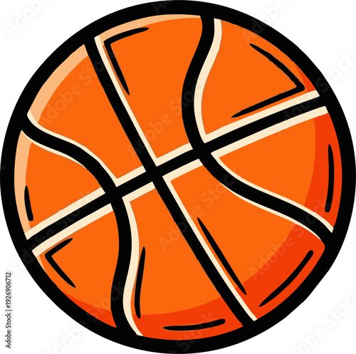 Vibrant orange basketball with classic black lines for sports and recreation.