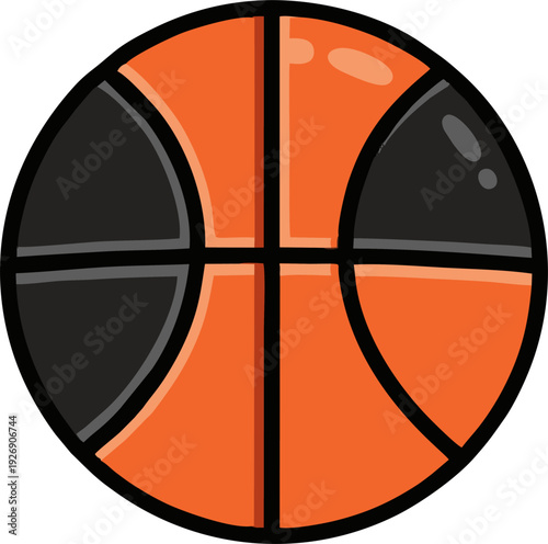 Vibrant orange and black basketball with bold outlines, ready for play.